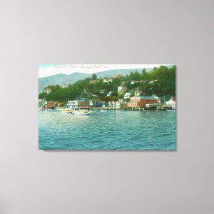 Harborview met jachten en zeilboten canvas afdruk