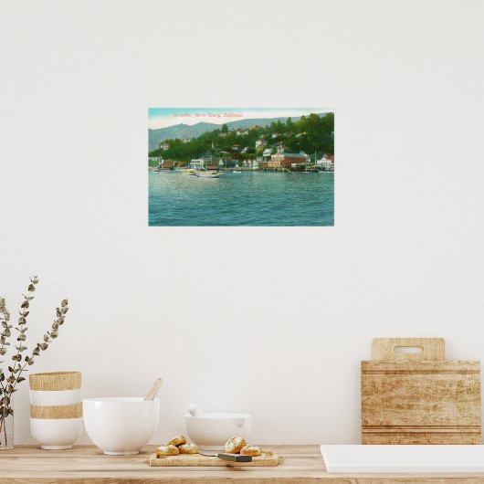 Harborview met jachten en zeilboten poster (Keuken)