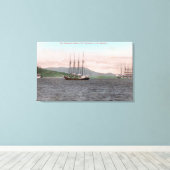 Harborview van Bay en Mt. Tamalpais Canvas Afdruk (Insitu (Houten vloer))