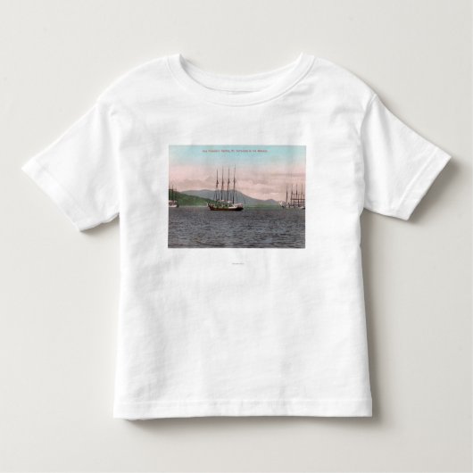 Harborview van Bay en Mt. Tamalpais Kinder Shirts (Voorkant)