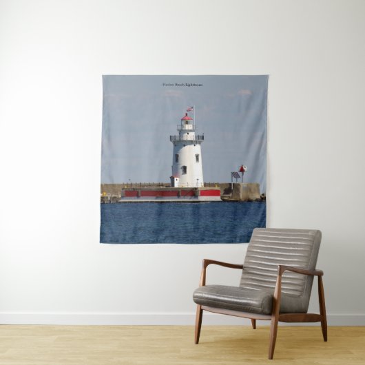 Harbour Beach Lighthouse tapestry Wandkleed (In situ)