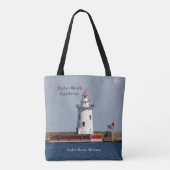 Harbour Beach Vuurtoren in de hele canvas tas (Achterkant)