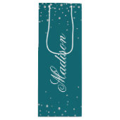 Harbour Blue Chic Diamonds - Persoonlijke naam Wijn Cadeautas (Voorkant)