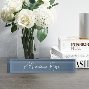 Harbour Blue Elegant Handgeschreven Script Naambordje