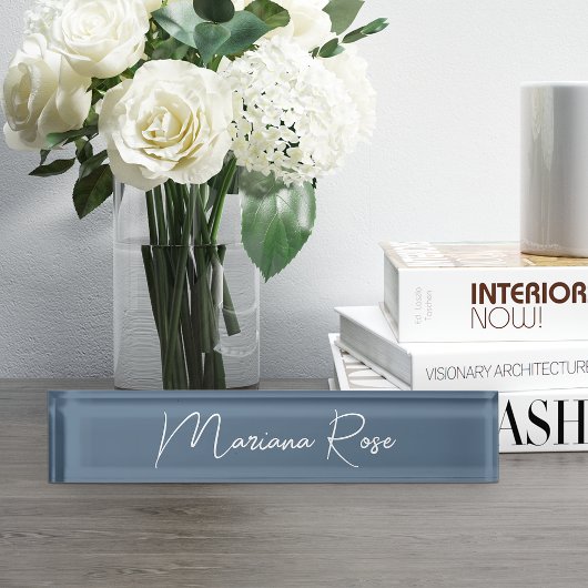 Harbour Blue Elegant Handgeschreven Script Naambordje