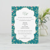 Harbour Blue en Basil Green Rehearsal Dinner Kaart (Staand voorkant)