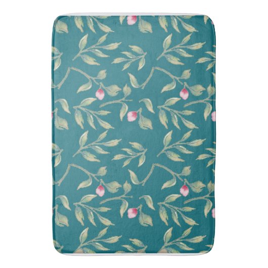 Harbour Blue Floral Bath Mat (Voorkant Verticaal)