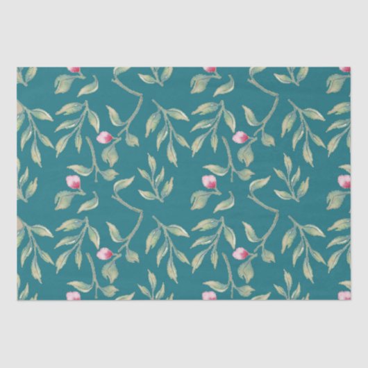 Harbour Blue Floral-weefselpapier Tissuepapier (Voorkant)