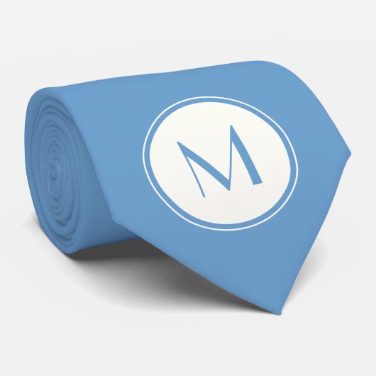 Harbour Blue met Stropdas van het witte cirkelmono (Opgerold)