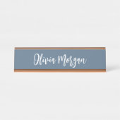 Harbour Blue Sketting Cursive Script Bureau Naambordje (Voorkant)