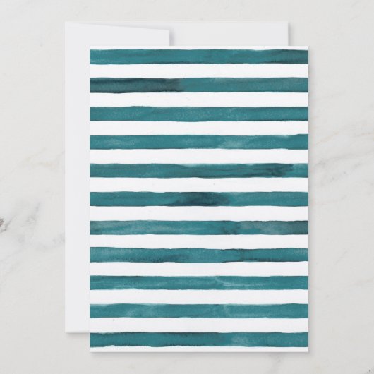 Harbour Blue Waterverf Stripe & Gold Lettering Kaart (Achterkant)