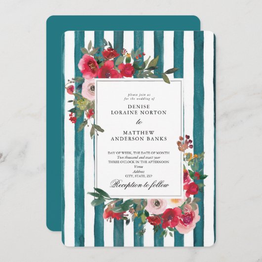 Harbour Blue Wedding Uitnodiging (Voorkant / Achterkant)