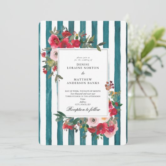 Harbour Blue Wedding Uitnodiging (Staand voorkant)