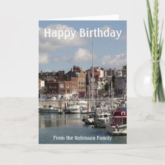 Harbour Boats Happy Birthday Card from Family Kaart