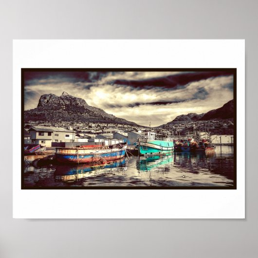Harbour Boats Reflection Water Hout Bay Poster (Voorkant)