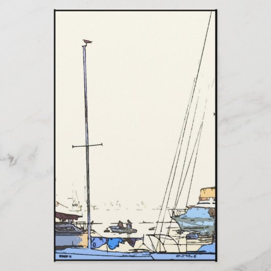 Harbour Boats Scene Stationery Briefpapier (Voorkant)