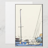 Harbour Boats Scene Stationery Briefpapier (Voorkant / Achterkant)