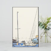 Harbour Boats Scene Stationery Briefpapier (Staand voorkant)