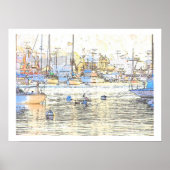 Harbour Dawn & Pelican Print (Voorkant)