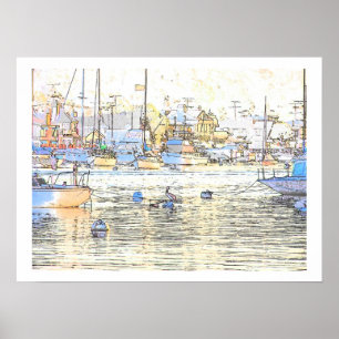 Harbour Dawn & Pelican Print