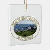 Harbour en Downtown op Mackinac Island, Michigan Keramisch Ornament (Rechts)