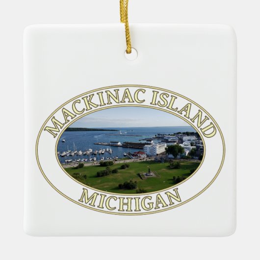 Harbour en Downtown op Mackinac Island, Michigan Keramisch Ornament (Voorkant)
