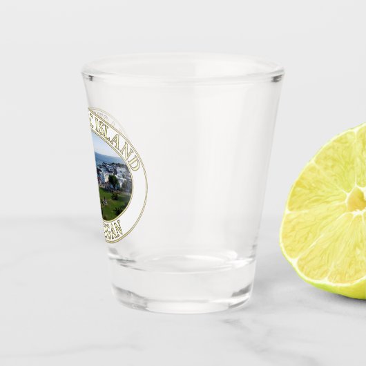 Harbour en Downtown op Mackinac Island, Michigan Shot Glas (Rechts)