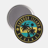 Harbour Island Bahama's Retro Palmboom Souvenirs Magneet (Voorkant / Achterkant)
