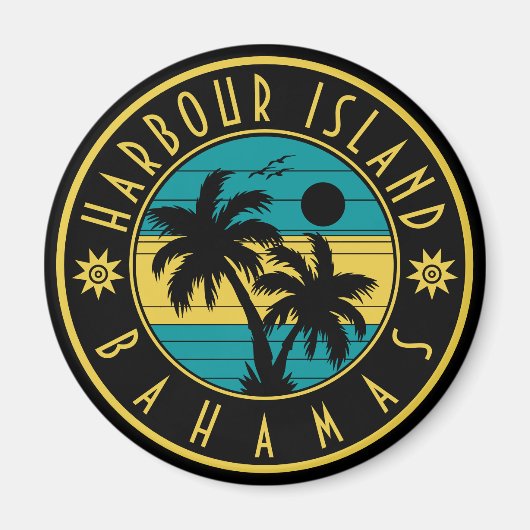 Harbour Island Bahama's Retro Palmboom Souvenirs Magneet (Voorkant)