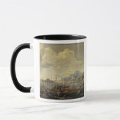 Harbour met vuurtoren en schepen (olie op canvas) mok (Links)