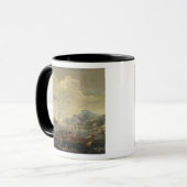 Harbour met vuurtoren en schepen (olie op canvas) mok (Voorkant links)