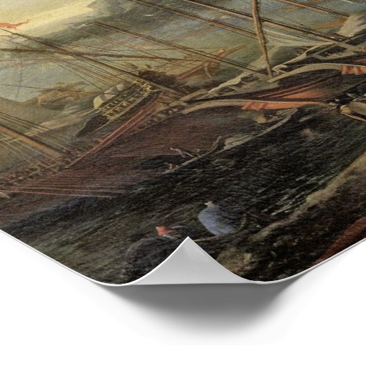 Harbour met vuurtoren en schepen (olie op canvas) poster (Hoek)