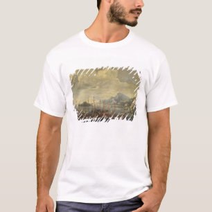 Harbour met vuurtoren en schepen (olie op canvas) t-shirt