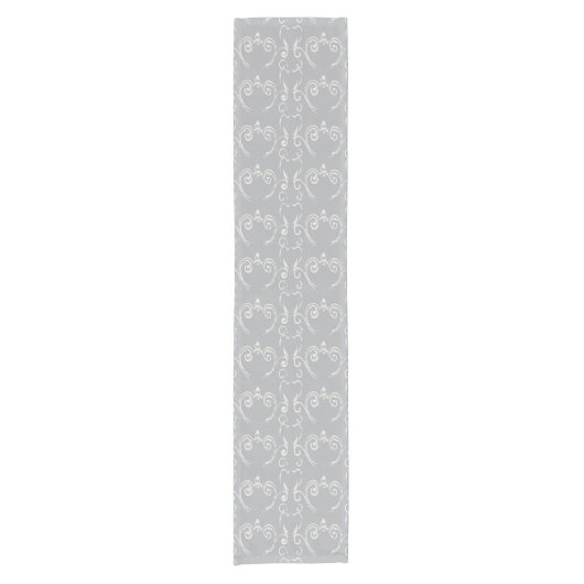 Harbour Mist Gray Contemmodern Swirl Table Runner Korte Tafelloper (Voorkant)