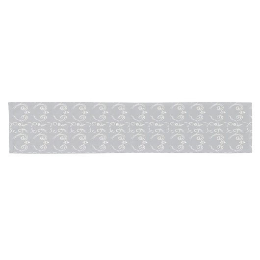 Harbour Mist Gray Contemmodern Swirl Table Runner Korte Tafelloper (Horizontaal)