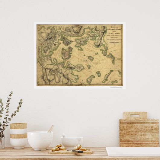 Harbour of Boston Map 1775 Poster (Keuken)