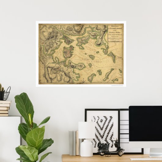 Harbour of Boston Map 1775 Poster (Thuiskantoor)