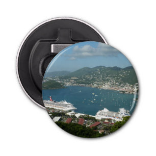 Harbour op de St. Thomas US Maagdeneilanden Button Flesopener