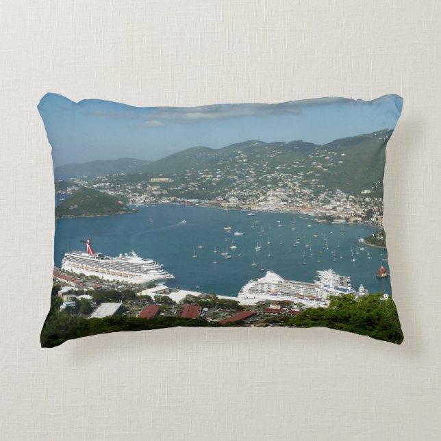 Harbour op de St. Thomas US Maagdeneilanden Decoratief Kussen (Voorkant)