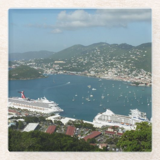 Harbour op de St. Thomas US Maagdeneilanden Glazen Onderzetter (Voorkant)