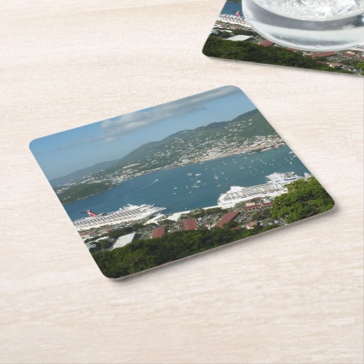 Harbour op de St. Thomas US Maagdeneilanden Kartonnen Onderzetters (Schuin)