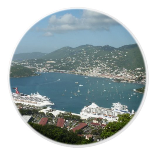 Harbour op de St. Thomas US Maagdeneilanden Keramische Knop (Voorkant)