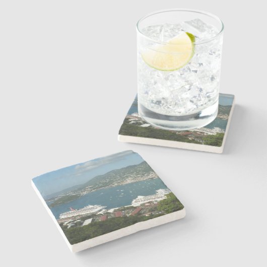 Harbour op de St. Thomas US Maagdeneilanden Stenen Onderzetter (Zijkant)