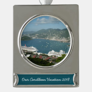 Harbour op de St. Thomas US Maagdeneilanden Verzilverd Banner Ornament