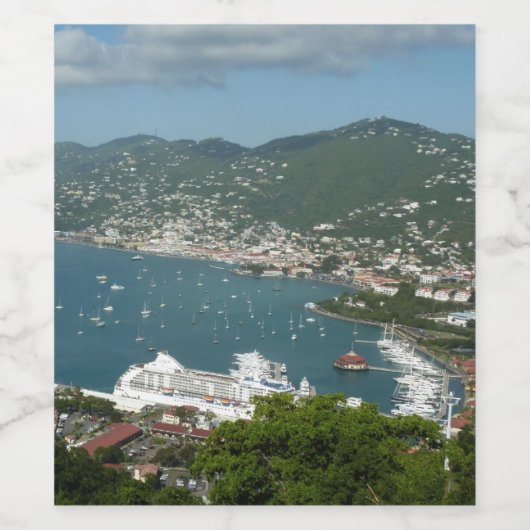 Harbour op de St. Thomas US Maagdeneilanden Wijn Etiket (Enkel label)