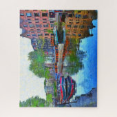 Harbour op het kanaal in Amsterdam. Legpuzzel (Verticaal)