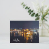 Harbour op Malta verlicht 's nachts Briefkaart (Staand voorkant)