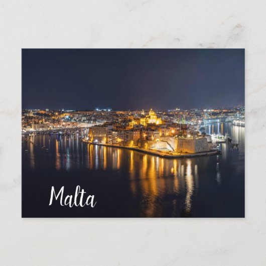 Harbour op Malta verlicht 's nachts Briefkaart (Voorkant)