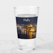 Harbour op Malta verlicht 's nachts Glas (Achterkant)