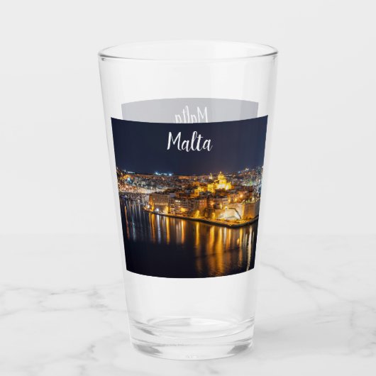 Harbour op Malta verlicht 's nachts Glas (Voorkant)
